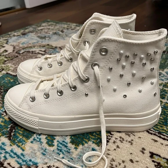 Converse Women's White High-Top Sneakers - Picture 3 of 6